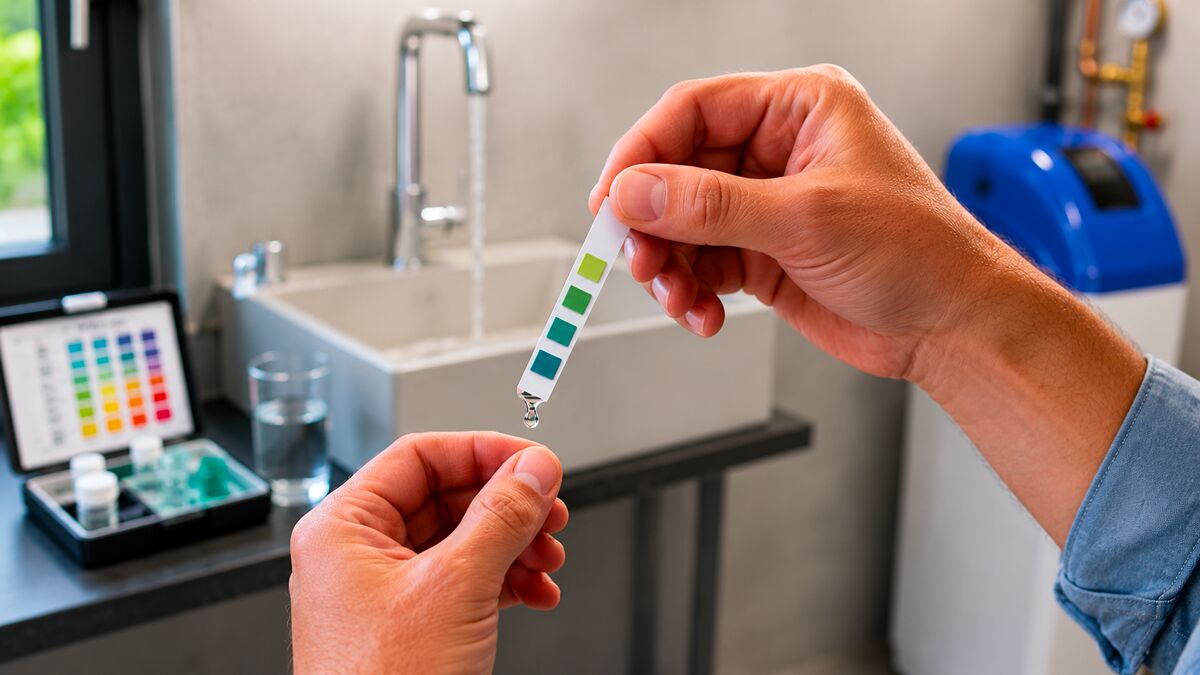 Test bandelette de dureté de l'eau — vérification de l'efficacité de l'adoucisseur