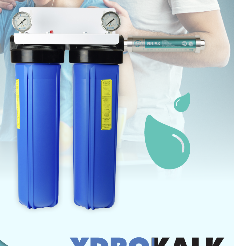 Ydrokalk SAAS 10″ — deux porte-filtres Big Blue et cartouche inox anti-tartre